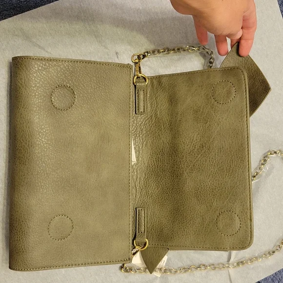Anthropologie Olive Green Clutch with Bow Detail - Picture 8 of 15